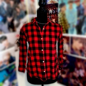 Red Flannel Button Down Shirt